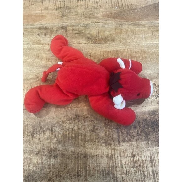 “1997 TY PILLOW PAL-15" Plush Toy Red The BULL Black Bow Stuff Animal 1997 - Picture 4 of 9